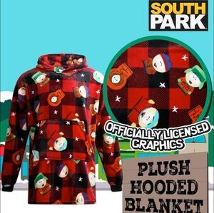 NEW South Park Christmas Plaid Hoodie Hooded Wearable Blanket
